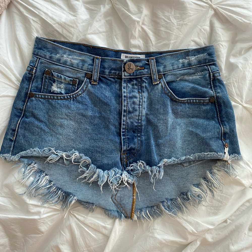 Size 24 Blue One x One Teaspoon Bandit Junkyard Mini Skirt
